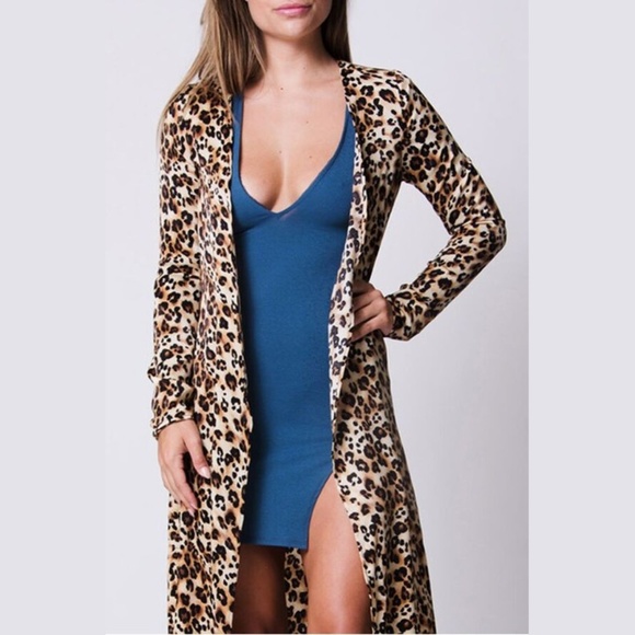 Stylish Leopard Print Maxi Cardigan Duster - Picture 4 of 5